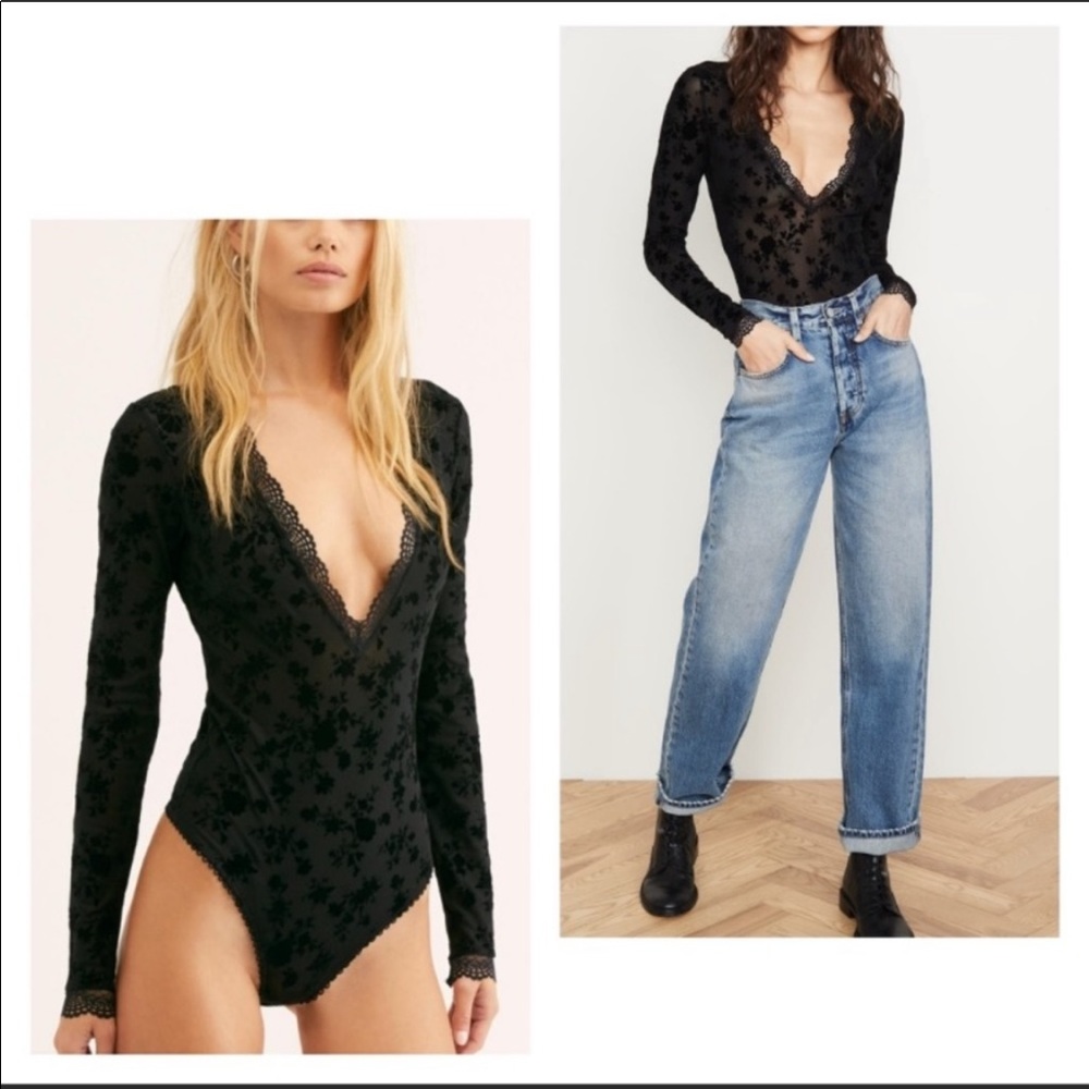 Free People Babes in Bandeaus Bodysuit Black Combo